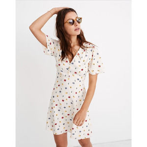 Madewell Orchard Flutter-Sleeve Dress in Confetti Floral Size 8